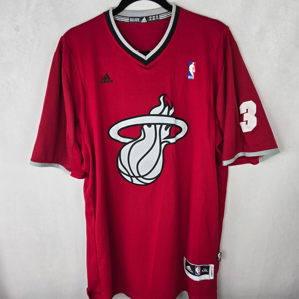 Adidas Miami Heat Dwyane Wade 3 Swingman XMAS 2013 Jersey Sleeved Red XXL NBA 2L